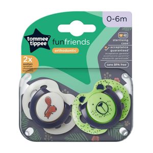 Tommee Tippee Funfriends 0-6m Orthodontic Soothers Pack of 2